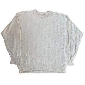 Vintage St Johns Bay Cream Knit Sweater Mens XLT fishermancore Acrylic Cotton